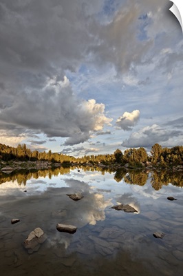 Clouds at sunset reflected in an unnamed lake, Shoshone National Forest, Wyoming