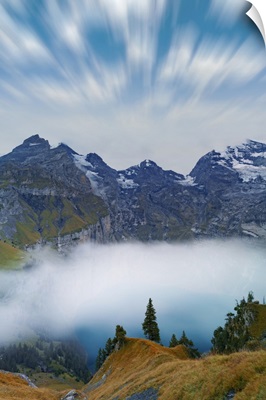 Clouds In The Sky Above Lake Oeschinensee, Bernese Oberland, Kandersteg, Switzerland