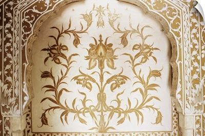 Depiction of an iris painted on wall in dining area, Samode Haveli, Jaipur, India