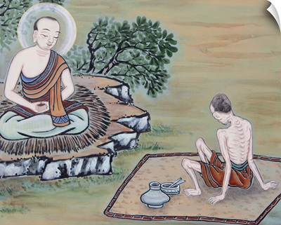 Detail Of A Wall Painting Of The Life Of The Buddha, Seoul, South Korea