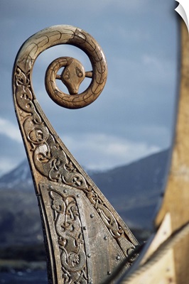 Detail of the replica of a 9th century AD Viking ship, Oseberg, Norway, Scandinavia