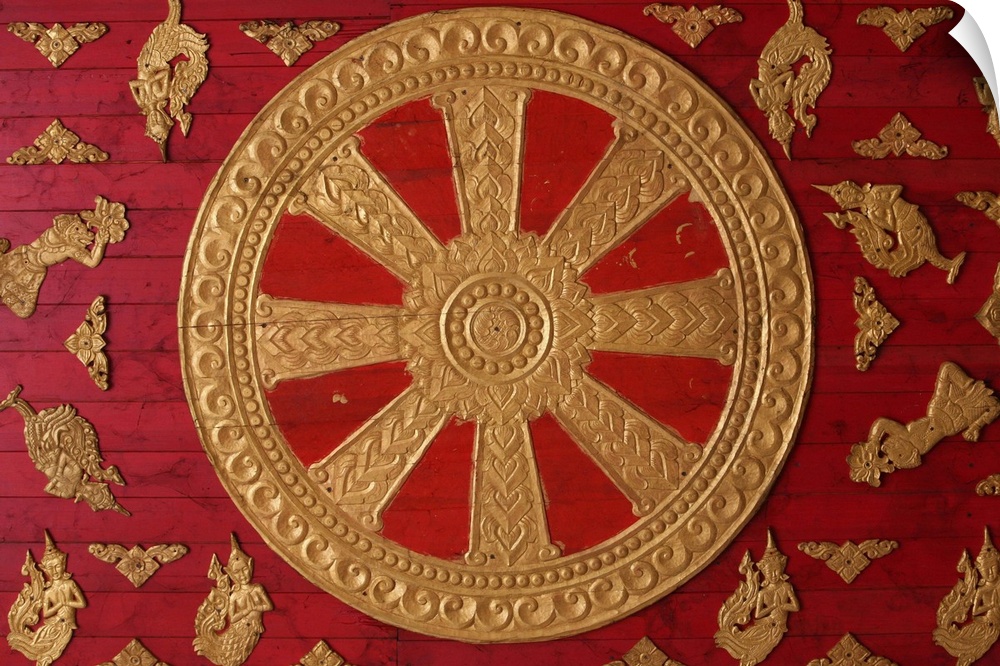 Dharma Wheel at Wat Si Muang, Vientiane, Laos, Indochina