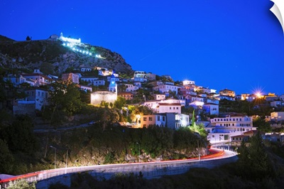 Dhermi town at night, Albania, Mediterranean, Europe