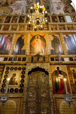 Doorway and Iconostasis inside the Assumption Cathedral, the Kremlin, Moscow, Russia