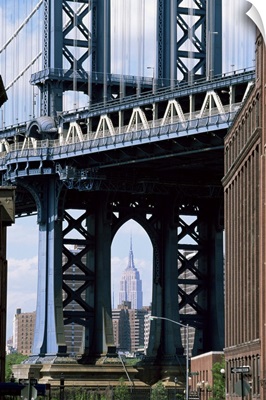 Empire State Building seen through the Manhattan Bridge, Brooklyn, NYC