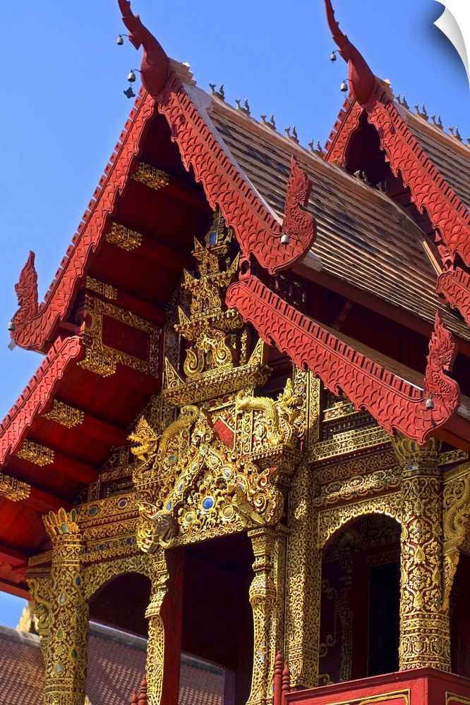 facade of Wat Phra Singh Temple, Chiang Mai, Chiang Mai Province, Thailand