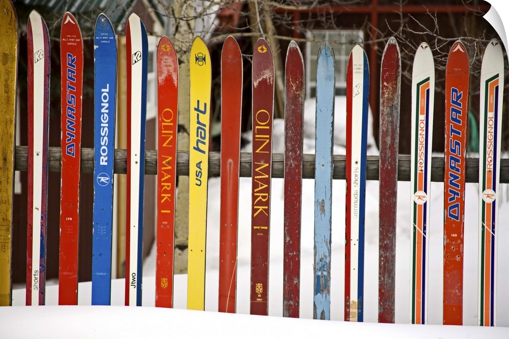 Fence made from skis, City of Leadville. Rocky Mountains, Colorado, USA
