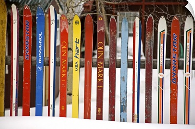 Fence made from skis, City of Leadville. Rocky Mountains, Colorado, USA