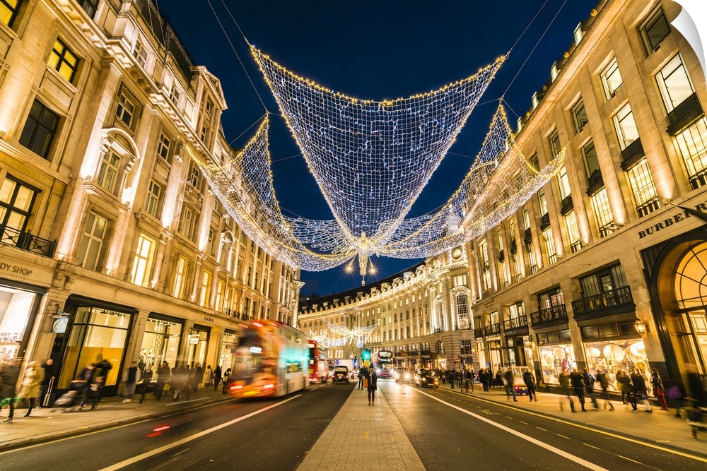 Festive Christmas lights in Regent Street in 2016, London, England, United Kingdom, Europe