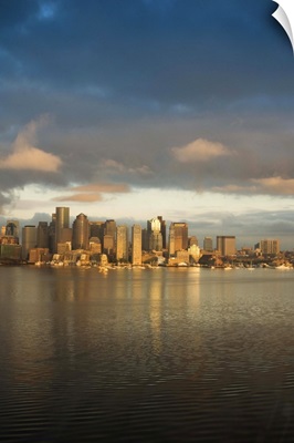 Financial District across Boston Harbor at dawn, Boston, Massachusetts