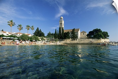 Franciscan monastery and beach, Hvar Town, Hvar Island, Dalmatia, Croatia