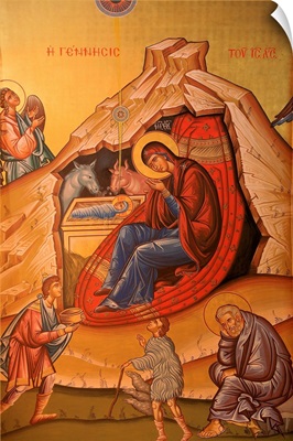 Greek Orthodox icon depicting Christ's birth, Thessaloniki, Greece