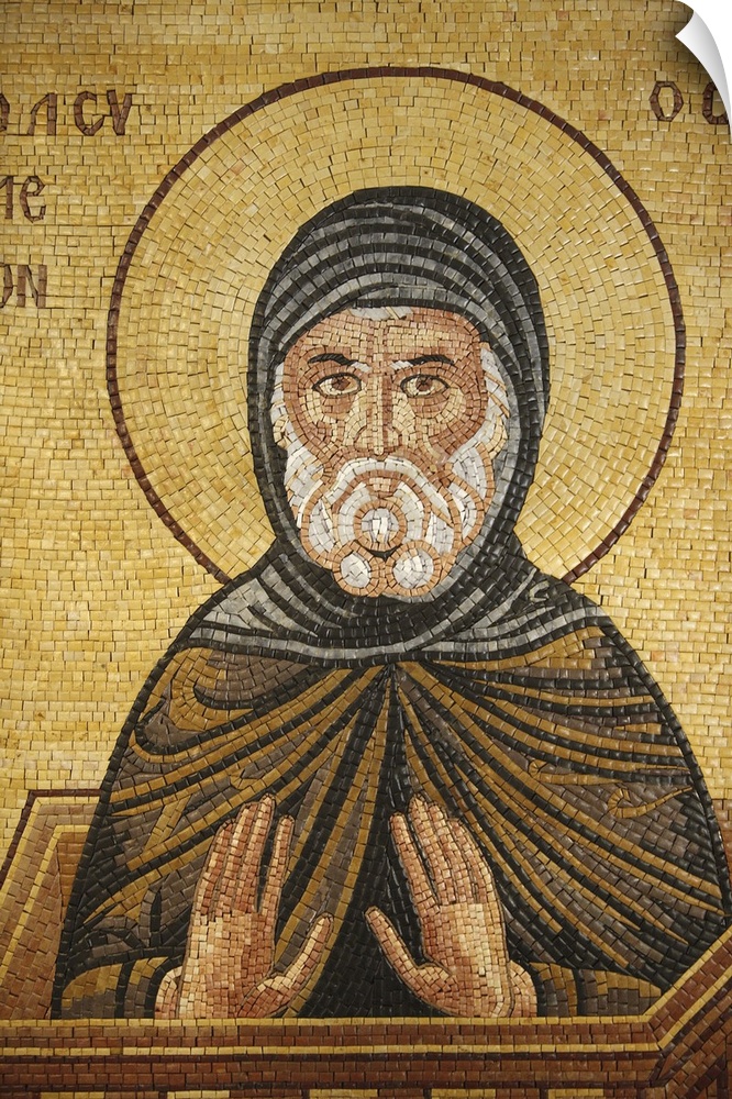 Greek Orthodox icon depicting St. Simeon, St. George's Orthodox church, Madaba, Jordan, Middle East.