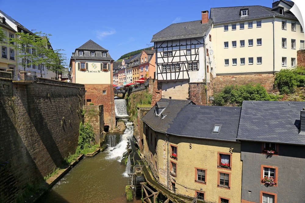Hackenberg Mill with Leukbach Waterfall and Mill Museum, Saarburg on River Saar, Rhineland-Palatinate, Germany