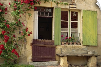 House with green shutters in the Nevre Region of Burgundy, France