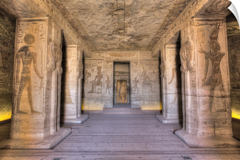 Hypostyle Hall, Temple of Hathor and Nefertari, UNESCO World Heritage Site, Abu Simbel, Nubia, Egypt, North Africa, Africa