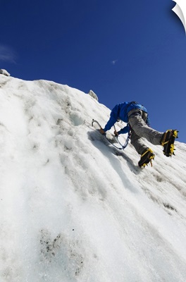 Ice Climber At Mer De Glace Glacier, Chamonix, Haute-Savoie, French Alps, France