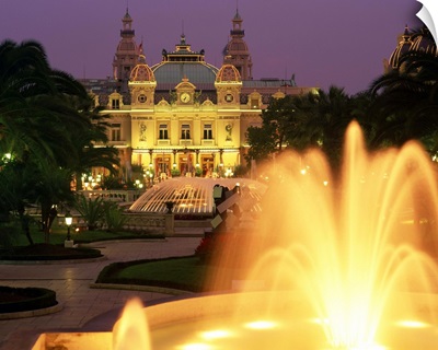 Illuminated fountains in front of the casino at Monte Carlo, Monaco