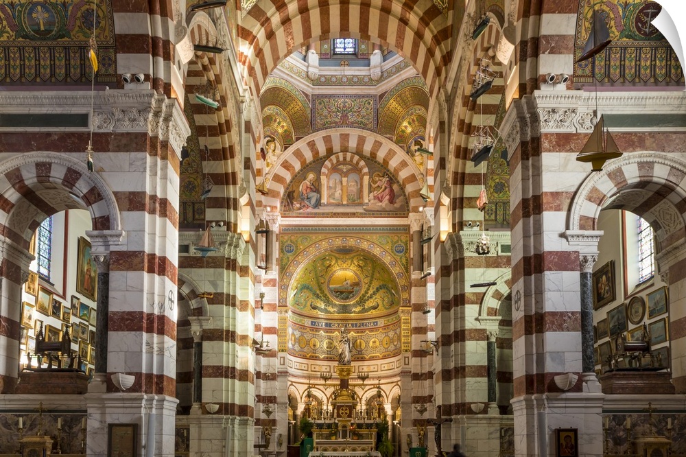 Interior of the Notre Dame de la Garde church, Marseille, Bouches du Rhone, Provence, France, Europe