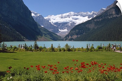 Lake Louise with the Rocky Mountains in the background, in Alberta, Canada