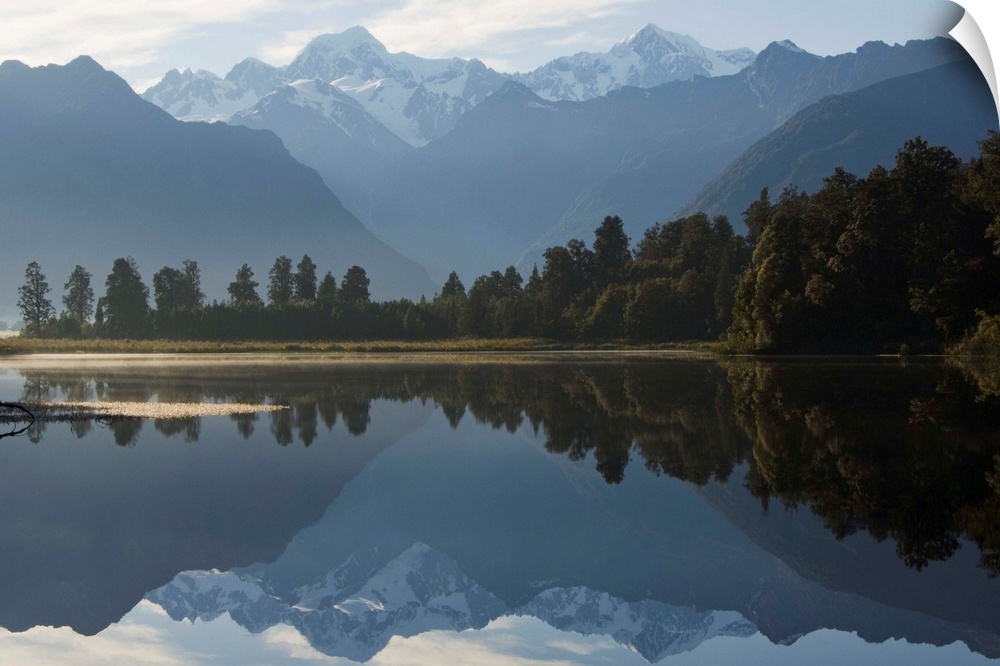 Lake Matheson reflecting Mount Tasman and Aoraki, South Island New Zealand