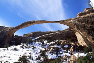 Landscape Arch with snow, Arches National Park, Utah