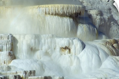 Limestone terraces formed by volcanic water, Yellowstone National Park, Wyoming, USA