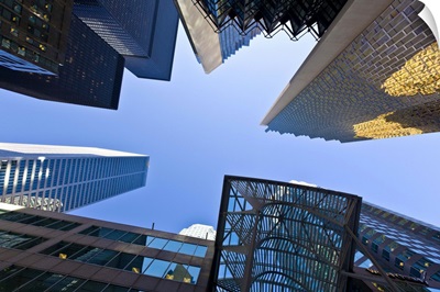 Low angle view of skyscrapers, Bay Street, Toronto, Ontario, Canada
