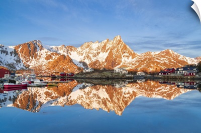 Majestic Mountains And Fishing Village, Lofoten Islands, Norway