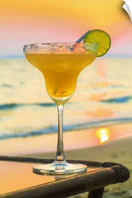 Margharita Cocktail At Sunset, Otres Beach, Sihanoukville, Cambodia, Indochina, Asia