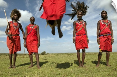 Masai Performing Warrior Dance, Masai Mara, Kenya