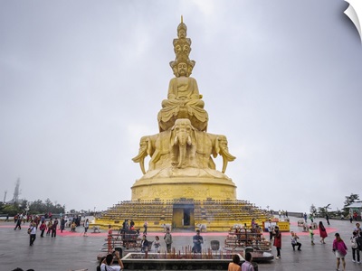 Massive statue of Samantabhadra at the summit of Mount Emei, Sichuan Province, China