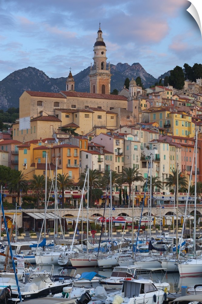 View over old town and port, Menton, Provence-Alpes-Cote d'Azur, French Riviera, Provence, France, Mediterranean, Europe.
