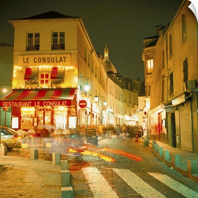 Montmartre area at night, Paris, France, Europe