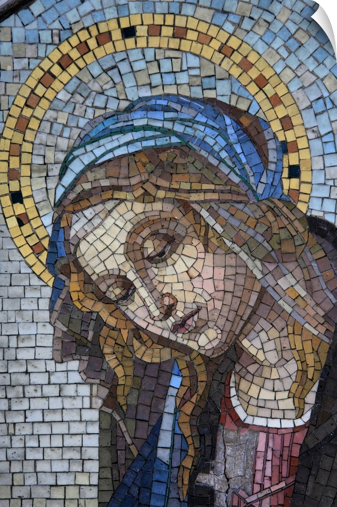 Mosaic of the Virgin Mary, Milano Monumental Cemetery, Milan, Lombardy, Italy, Europe.