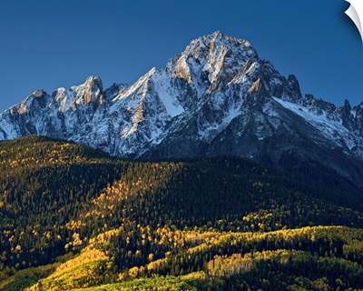 Mount Sneffels with snow in the fall, Uncompahgre National Forest, Colorado, USA