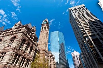 Old City Hall contrasting with modern skyscrapers, Toronto, Ontario, Canada