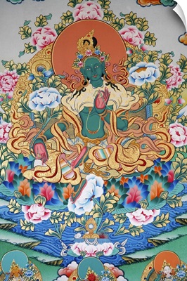 Painting of Green Tara, Buddhist symbol of prosperity, Kopan monastery, Kathmandu, Nepal