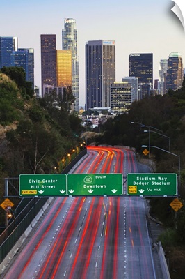 Pasadena Freeway (CA Highway 110) leading to Downtown Los Angeles, California