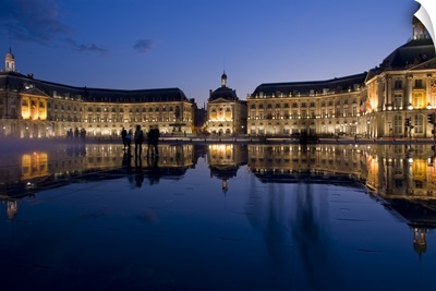 Place de la Bourse at night, Bordeaux, Aquitaine, France