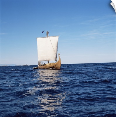 Replica of the Viking Oseberg ship, Haholmen, West Norway, Norway, Scandinavia