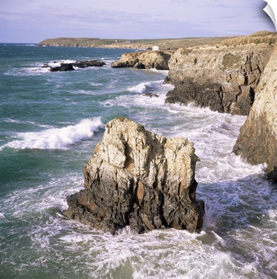 Rocks and sea, Gwithian, Cornwall, England, United Kingdom, Europe