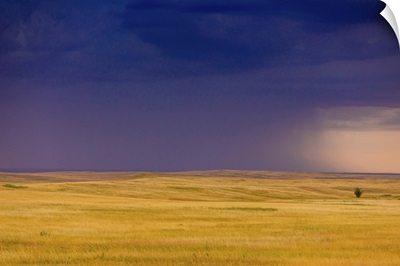 Rolling Plains Against A Dark Stormy Sky In The Badlands, South Dakota, USA