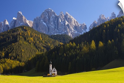Saint Johann Church, Val di Funes, Trentino-Alto Adige, Italy