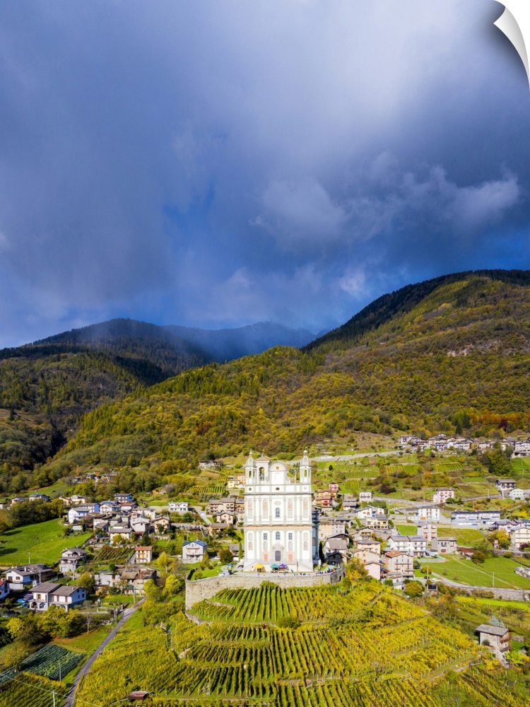 Santa Casa Church in the vineyards, Tresivio, Valtellina, Lombardy, Italy, Europe