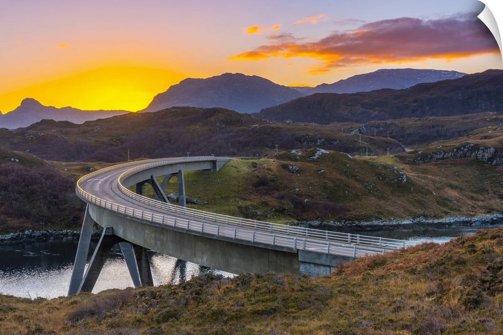 Loch a' Chairn Bhain, Kylesku, Kylesku Bridge, landmark on the North Coast 500 Tourist Route, Sutherland, Highlands, Scotl...