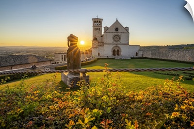St. Francis Cathedral At Sunset, Assisi, Umbria, Italy