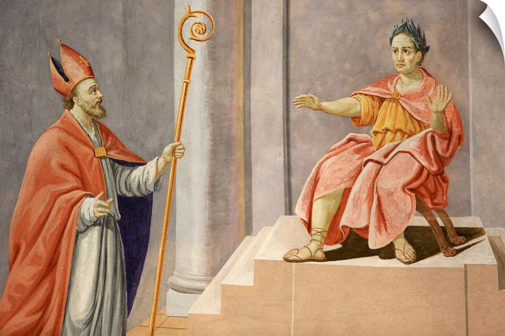 St. Nicolas pronounce a judgment of Solomon, St. Nicolas de Veroce church, Haute-Savoie, France, Europe.