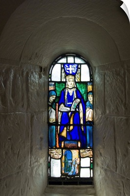 Stained glass windows in St. Margarets Chapel, Edinburgh, Lothian, UK