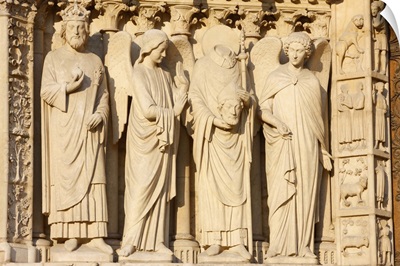Statues, Virgin's Gate, West Front, Notre Dame Cathedral, Paris, France
